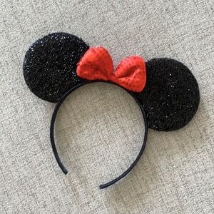 🪞 Minnie mousse ears red sparkle black  headband